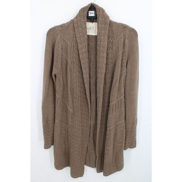 Anthropologie Angel of the North BROWN Knit Cardigan Sweater Open Front, S - Picture 1 of 10